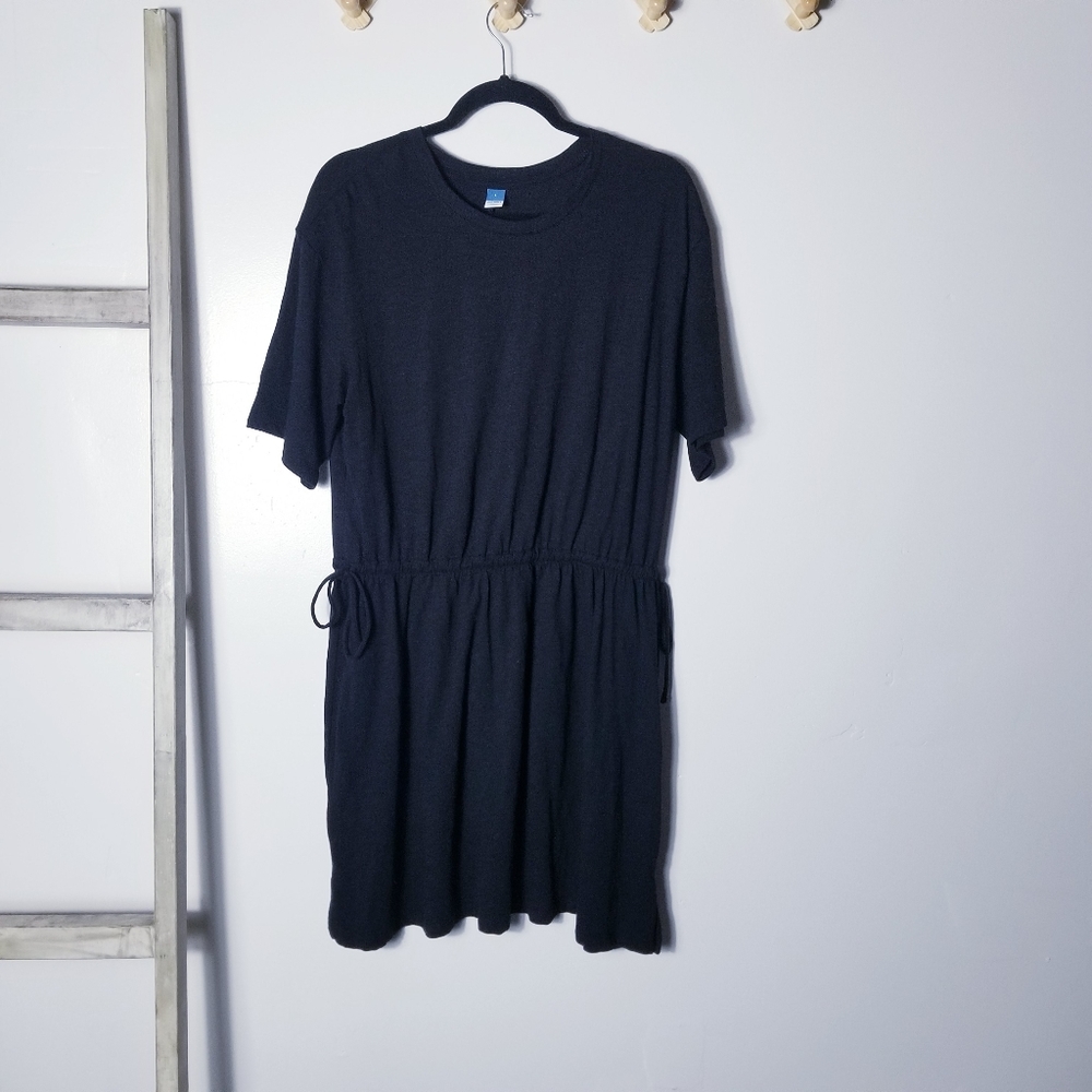 OLD NAVY WOMEN'S BLACK COTTON DRESS WITH DRAWSTRING WAIST SIZE LARGE